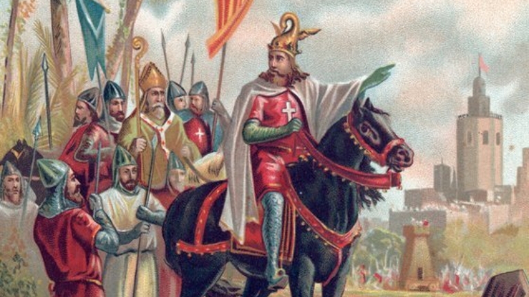 Spanish School Jaime I of Aragon the Conqueror outside Valencia Meister Drucke 44954